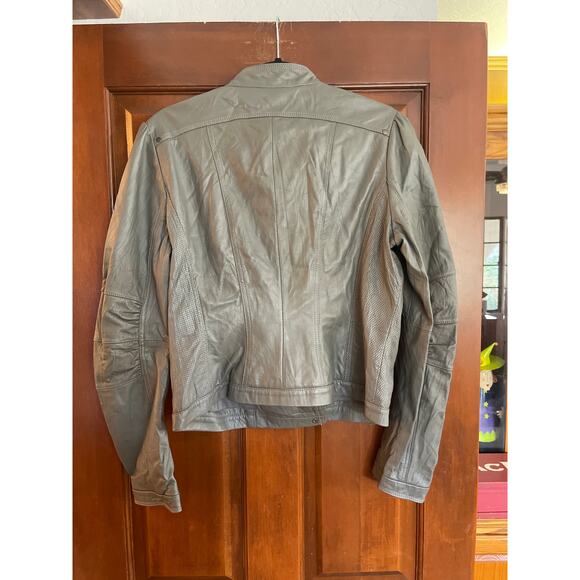 Emilie D leather moto jacket gray L - Picture 7 of 7